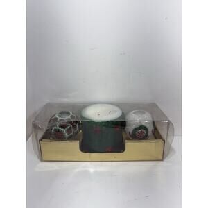 Vintage Millefiori Candle‎ Christmas Candle Set of 3 Glowing Ball & Pillar Large